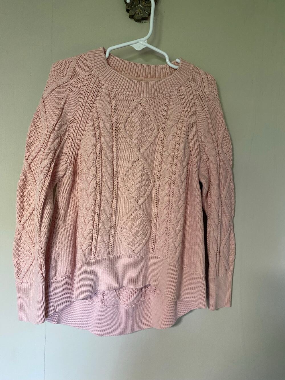 Gap Kids Cotton Blend Cable Knit Pink High Low Sweater small